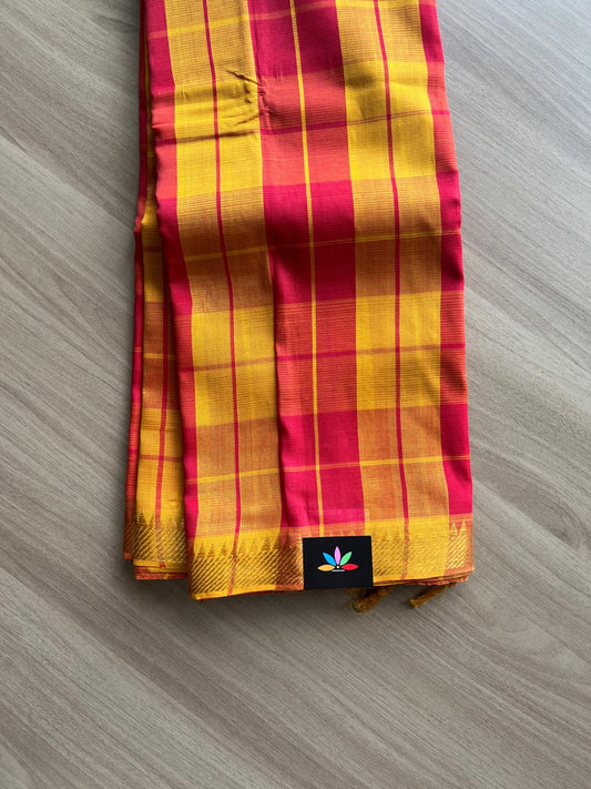 Checked Handloom Mangalagiri Silk Cotton Saree-14188