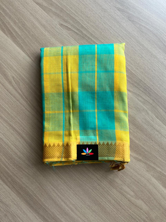 Checked Handloom Mangalagiri Silk Cotton Saree-14189