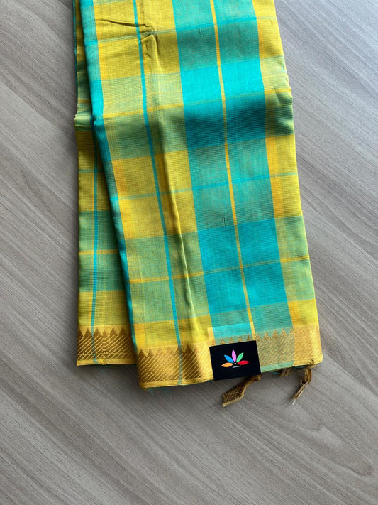 Checked Handloom Mangalagiri Silk Cotton Saree-14189