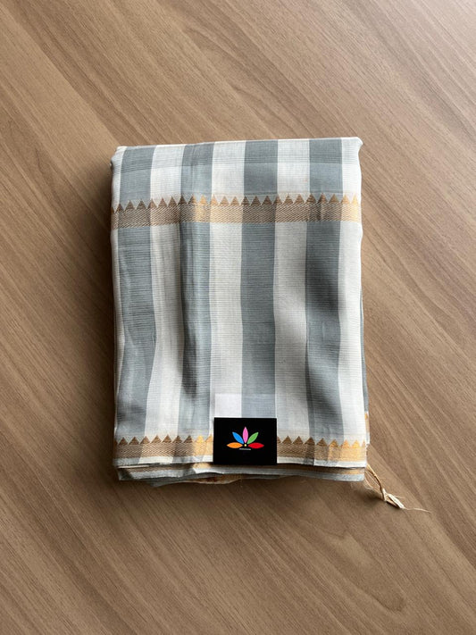 Checked Handloom Mangalagiri Silk Cotton Saree-14190