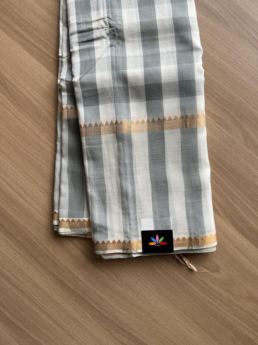 Checked Handloom Mangalagiri Silk Cotton Saree-14190