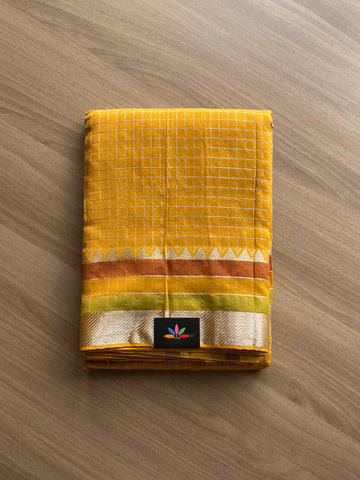 Zari Checks Handloom Mangalagiri Silk Cotton Saree-14191