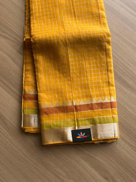 Zari Checks Handloom Mangalagiri Silk Cotton Saree-14191