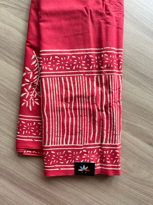 Hand Block Printed Fine Mul Cotton Saree -14256