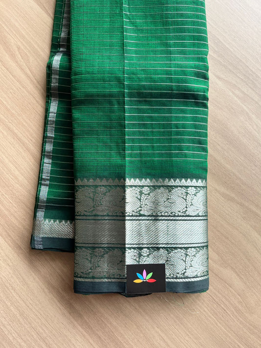 Stripped Traditional Border Handloom Mangalagiri Silk Cotton Saree-14264