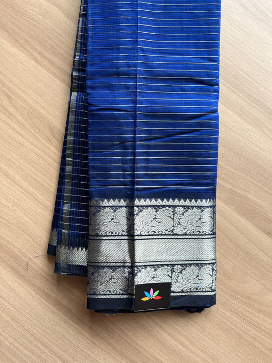 Stripped Traditional Border Handloom Mangalagiri Silk Cotton Saree-14265