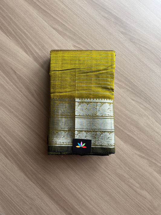 Stripped Traditional Border Handloom Mangalagiri Silk Cotton Saree-14267