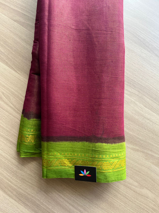 Tissue Blended Contrast Border Cotton Saree -14304