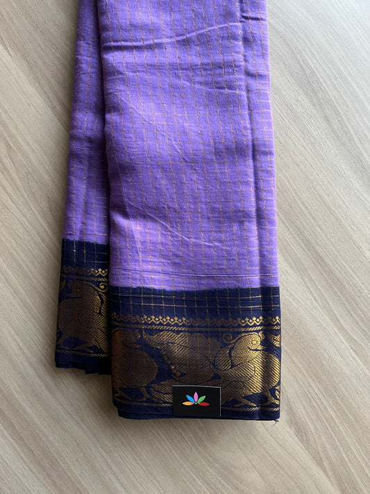 Zari Checks Contrast Border Cotton Saree-14310