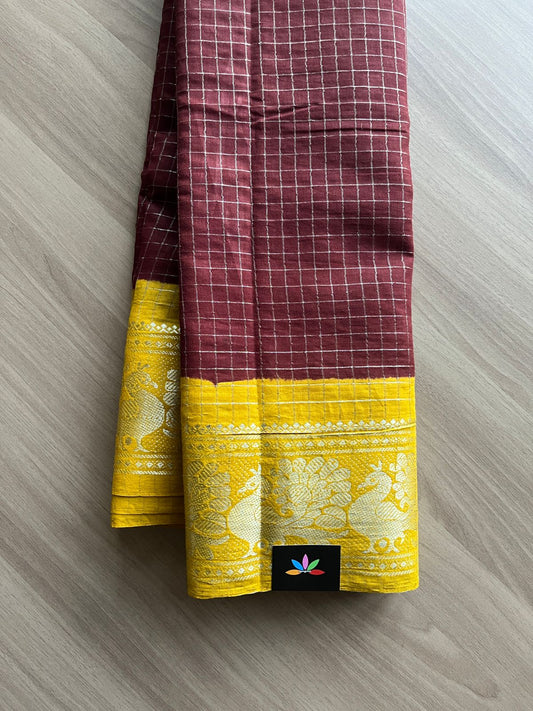 Zari Checks Contrast Border Cotton Saree-14311