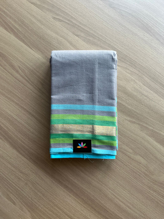 Simple Contrast Border Cotton Saree -14334