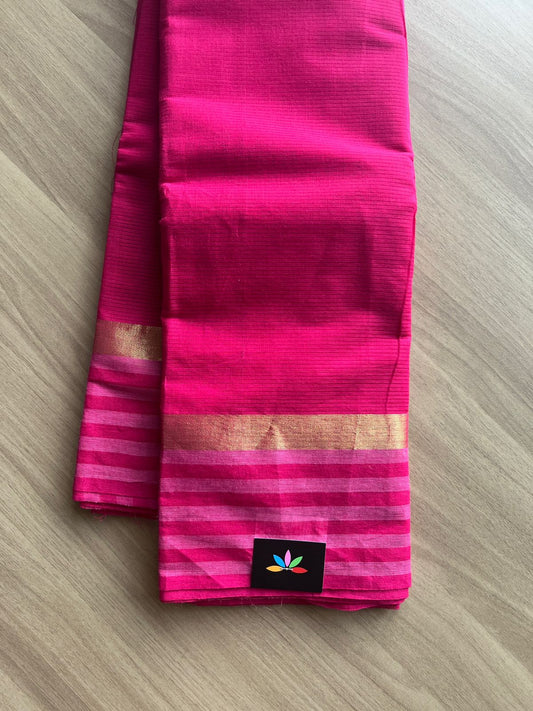 Simple Contrast Border Cotton Saree -14336