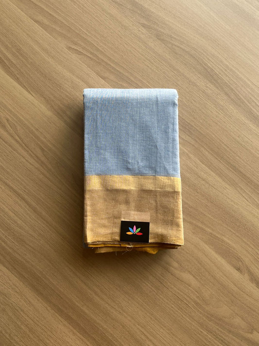 Simple Contrast Border Cotton Saree -14337