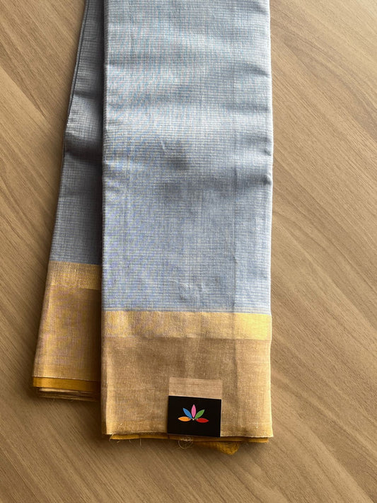 Simple Contrast Border Cotton Saree -14337