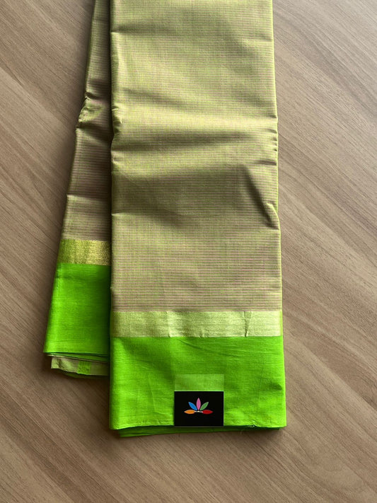 Simple Contrast Border Cotton Saree -14338