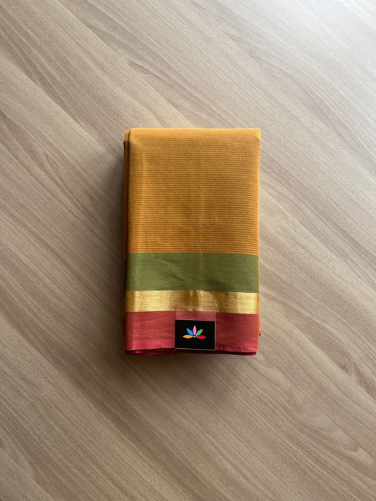 Simple Contrast Border Cotton Saree -14339