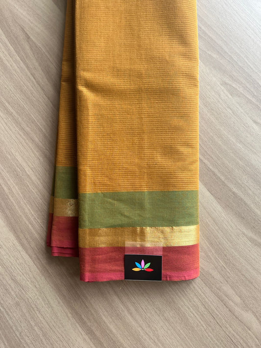 Simple Contrast Border Cotton Saree -14339