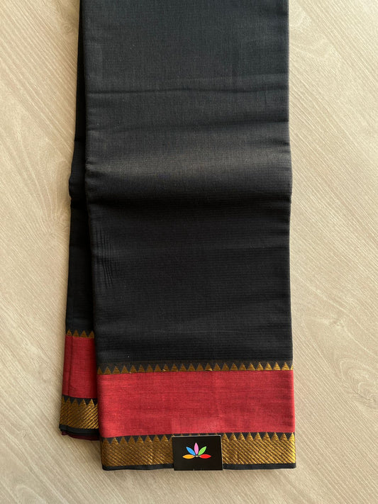 Black Contrast Border Mangalagiri Cotton Saree -14394