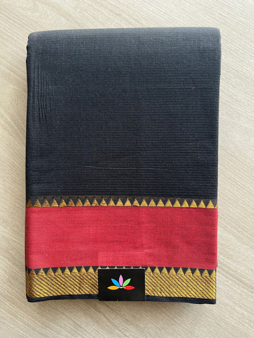 Black Contrast Border Mangalagiri Cotton Saree -14394