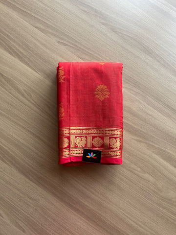 Red Long Border Mangalagiri Silk Cotton Saree-14400