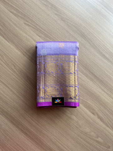 Lavender Long Border Mangalagiri Silk Cotton Saree-14401