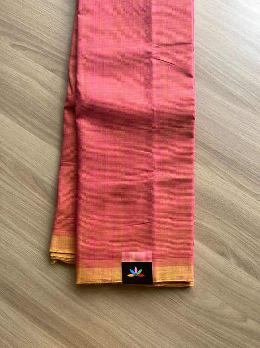 Simple Handloom Mangalagiri Cotton Saree with Contrast Blouse -14496