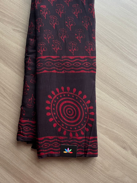 Akola Handblock Printed Mul Cotton Saree -14581