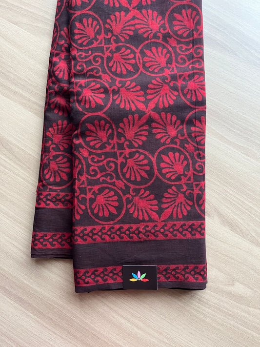 Akola Handblock Printed Mul Cotton Saree -14582