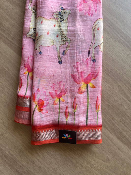 Pichwai Digital Printed Mangalagiri Silk Cotton Saree -14618