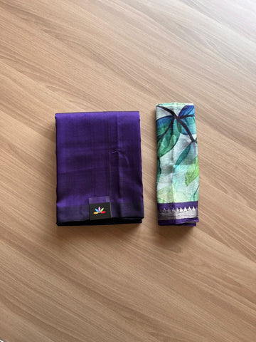 Borderless Mangalagiri Silk Cotton with Digital Printed Blouse Fabric -14621