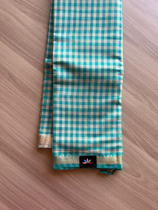 Checked Handloom Mangalagiri Cotton Saree -14640