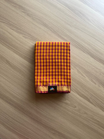 Checked Handloom Mangalagiri Cotton Saree -14641