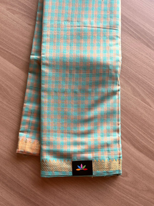 Checked Handloom Mangalagiri Cotton Saree -14642