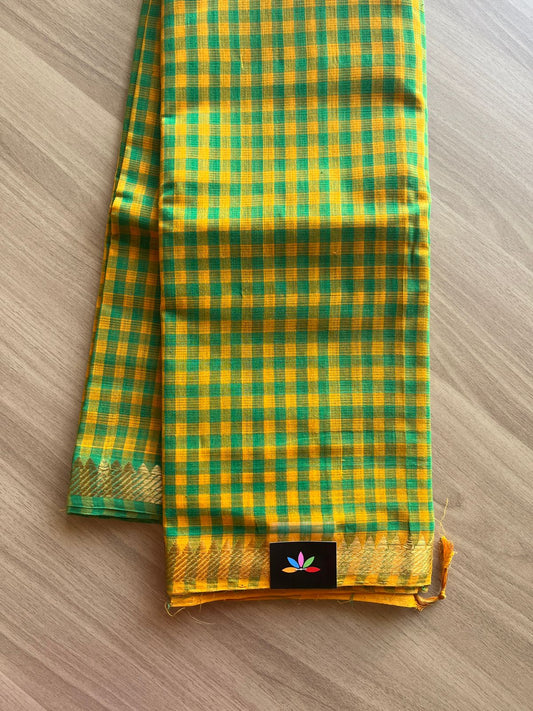 Checked Handloom Mangalagiri Cotton Saree -14643