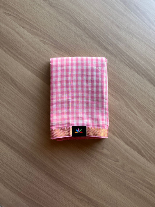 Checked Handloom Mangalagiri Cotton Saree -14645