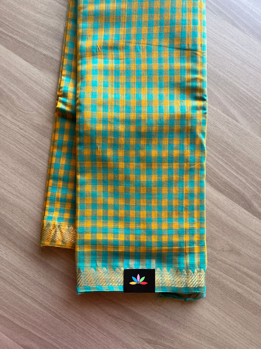 Checked Handloom Mangalagiri Cotton Saree -14646