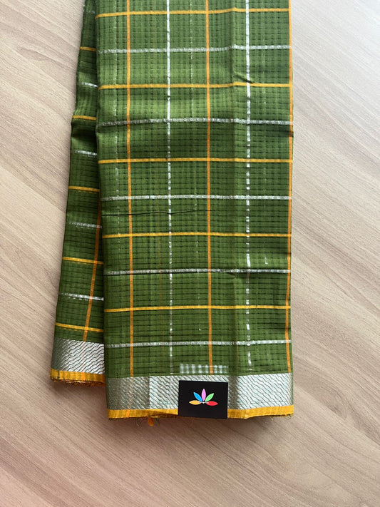 Checked Missing checks Handloom Mangalagiri Cotton Saree -14749