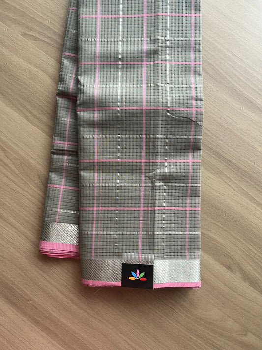 Checked Missing checks Handloom Mangalagiri Cotton Saree -14751