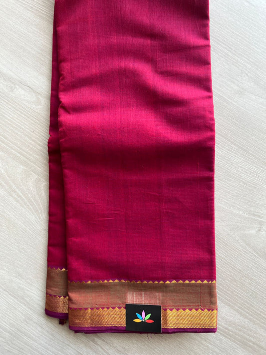 Reddish Maroon Handwoven Contrast Border Mangalagiri Cotton Saree -14807-14809