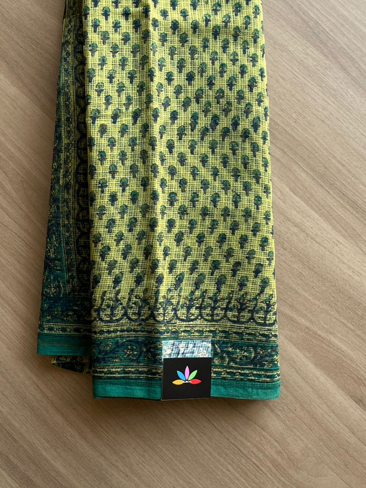 Block Printed Kota Doria Saree (Without Blouse) -15186