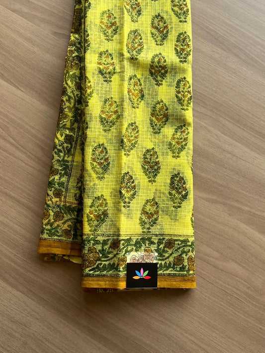 Block Printed Kota Doria Saree (Without Blouse) -15190