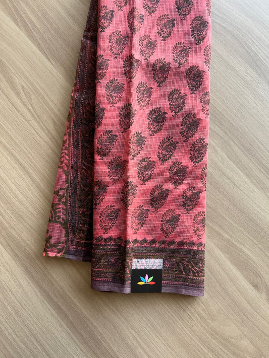 Block Printed Kota Doria Saree (Without Blouse) -15191