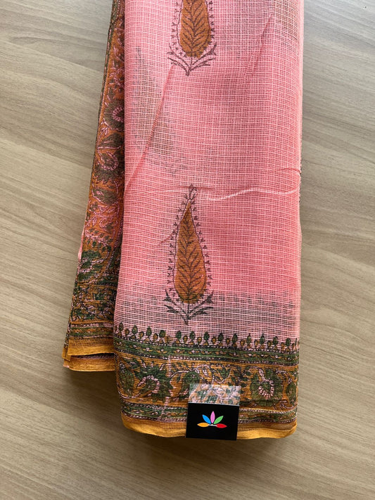 Block Printed Kota Doria Saree (Without Blouse) -15199