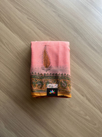 Block Printed Kota Doria Saree (Without Blouse) -15199