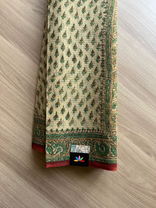 Block Printed Kota Doria Saree (Without Blouse) -15200