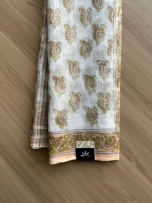 Block Printed Kota Doria Saree (Without Blouse) -15201