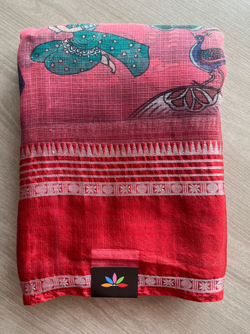 Dusty Pink Digital Printed Silky Kota Saree -15436