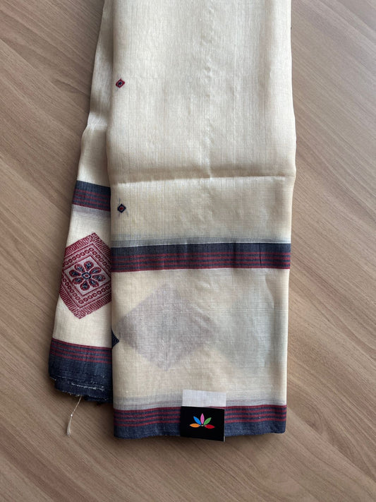 Handwoven Tussar Silk Minkari Jamdani Saree - 15593-15594