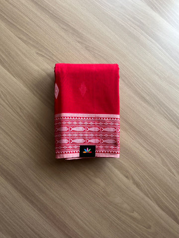 Handwoven Fish Weave Bengal Soft Cotton Saree-15745