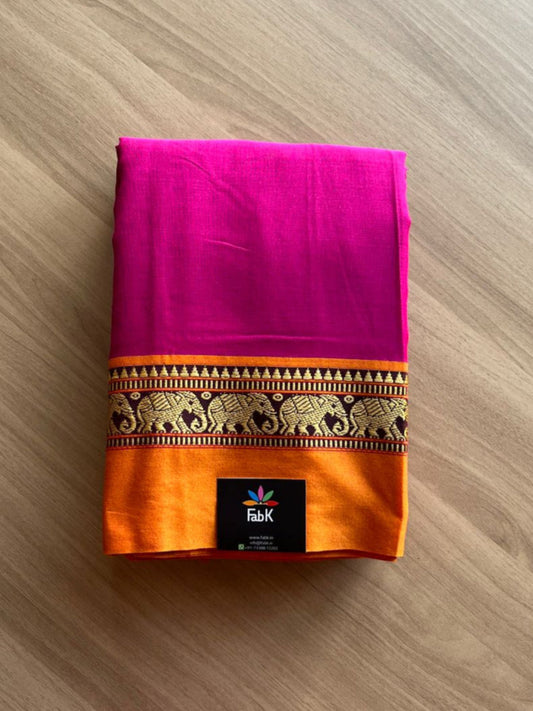 Elephant Border Narayanpet Mercerized Cotton Saree -19477